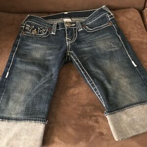 True Religion Blue Jean Shorts size 26